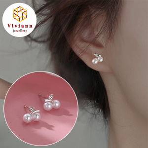 Viviann Original Design Pearl Earrings Womens 925 Sterling Silver Summer Pearl Stud Earrings For Women Trend Korean Style Wedding Party Fine Jewelry Fine Elegance Jewelry Gifts