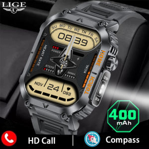 LIGE 2024 IPS HD Screen 400 mAh Big Battery Smart Watch Men and Woman Bluetooth Call 3ATM Waterproof Heart Rate Monitor Flash Light Lamp Sport Watch Jam tangan lelaki
