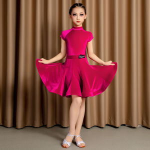 Quần Áo Khiêu Vũ Latin Cho Trẻ Em Nữ Bằng Vải Nhung Tay Ngắn Mới Mùa Hè Thu Thi Đấu Luyện Tập Thi Đấu Theo Quy Định