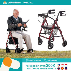【UniHey】Rollator Walker for Adult Heavy Duty Medical Walker for Senior Citizen with Foot Rest