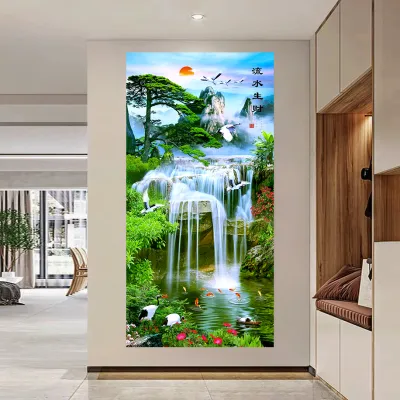 3D Wall Stickers Landscape Painting Self Adhesive Decorative Art for Entrance Hallway Corridor Modern Chinese Style Wallpaper