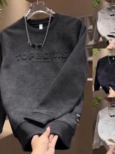 2024 Fall and Winter New All-Match Trendy Pullover Steel Seal Letter Blooming Tops Men Long Sleeves Casual Fashion Sweater