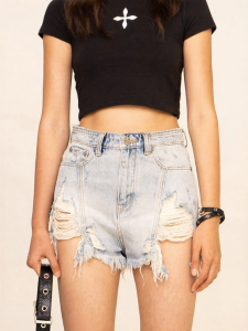 SMFK | Trendy Frayed Ultra Short Denim Shorts