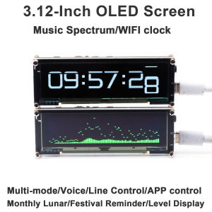 3.12Inch OLED screen Audio Music Spectrum WiFi Clock Level Display VU Meter with Remote APP Control for dc 5V-12V car amplifier