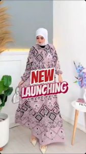 Gamis Motif Etnik Bahan Crinkel Airflow Busui Adem
