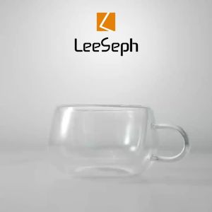 2 Pack Glass Coffee Mugs - Double Wall Insulated Mug Set with Handle Tea Latte Cappuccino Cup for Latte Macchiato Americano