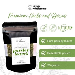 Simple Wholesome Parsley Leaves Flakes in Resealable Pouch (20 grams) - Spices Herbs and Seasoning