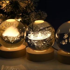 3D Crystal Ball Night Lamp & USB Table Light: A Unique Home Decor Birthday Gift
