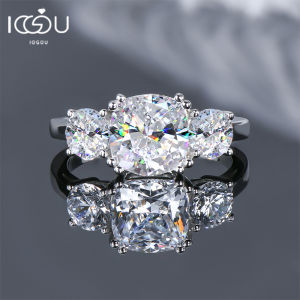 IOGOU Three Stone 3.5cttw D Moissanite Engagement Rings 925 Sterling Silver Finger Rings for Women High Quality Wedding Jewelry