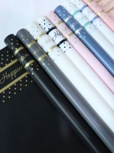 Kertas Buket Polkadot List Line Gold Wrapping Paper Flower Wrapping Color Transparent Cellophane Bunga 6077