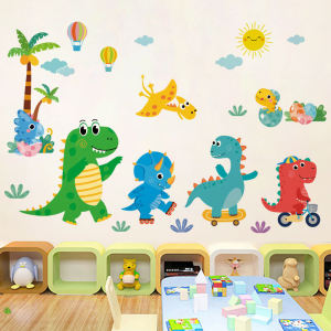 Adorable Dinosaur Wall Stickers Childrens Room Nursery Bedroom Decor Waterproof PVC Soft Home Decoration Cute Dreamy Bedhead