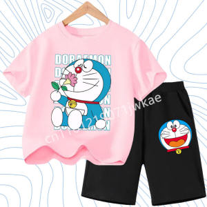 52TOYS | 2026 Summer Clothes Birthday Gift Doraemon Children T-shirt Set Cute Cartoon Tees Boy Girl Short Sleeves Shorts 2pcs Set Kid Top