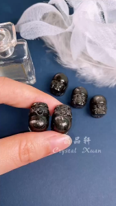 🐯💰金运石貔貅直孔手串 Golden Fortune Stone with Straight-Hole Pixiu Bracelet ｜旺财纳福 ✦ 护主辟邪 ✦ 旺运强势 ✦ 守财聚宝｜