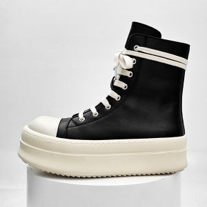 American Style High Top Thick Bottom Martin Boots Mens Trendy High Street Zipper Heightening Motorcycle Derby Boots Couple Platform Martin Boots
