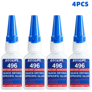 LOOLIFL | 20ml 4-Pack Instant Strong Adhesive Fast Curing in 10 Seconds Quick-Drying Cyanoacrylate Glue Suitable for Plastic Metal Rubber Ceramics Multi-Purpose Repair Glue
