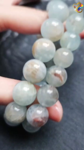 Super Premium Grade Natural Many Treasures Greenish Icy Island Aquamarine Bracelet