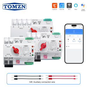 TOMZN Tuya WiFi Smart Dual Power Automatic Transfer Switch 63A 100A 125A 2P 3P 4P Uninterrupted ATS SmartLife App Remote Control