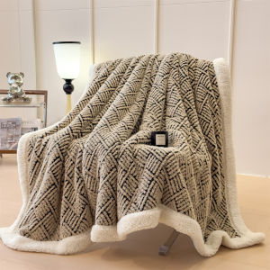 1pc Double-layer thickened carved velvet blanket Soft and comfortable Delicate feel Multi-functional use Bedroom sofa air conditioning blanket Office nap blanket Suitable for all kinds of home styles