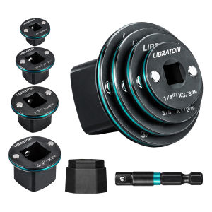 LIBRATON 5pcs Low-Profile Impact Socket Adapter Set 1/4"-3/8" 3/8"-1/2" 1/2"-3/4" 3/4"-1" & 1/4" Hex Magnetic Drive for Moto