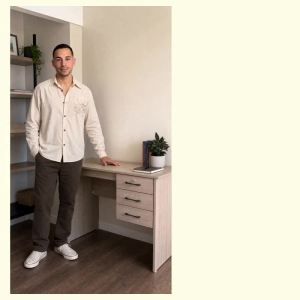 Living Mall Derek Study Computer Office Table Carb-P2 Certified with Drawer w/ Lock in 4 Colours
