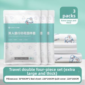 Print Disposable Bed Sheet Pillowcase Duvet Cover Set