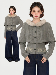 KBVVR | Hooded Two-piece Style Waist Slimming Knitted Cardigan