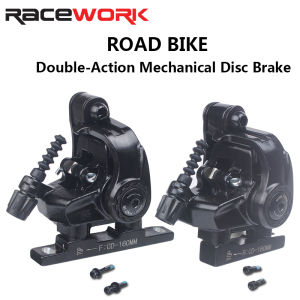 RACEWORK Road Bike Disc Brake Flat Mount Mechanical Dual Side Actuation Caliper 160mm Front Rear Bicycle Clamp Brake