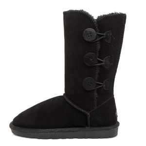 Womens Thickened High-Tube Fleece Lined Snow Boots Long Tube Waterproof Platform Casual round Toe Flat Bottom Rubber Sole