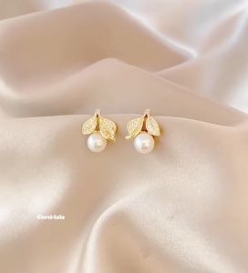 Bông Tai Nữ Bạc Cao Cấp Cerci Pearleavie Lá Mầm Cho Cô Gái Tinh Tế Sang Trọng G111| Khuyên tai Cercilala