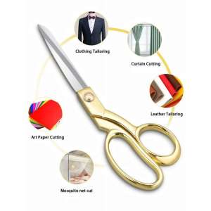 Professional Tailor Sewing Scissors Stainless Steel Scissors Fabric/Cutting Scissors Golden Sharp