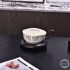 ถ้วยเซรามิคความจุขนาดใหญ่ JOJOS L PDVote กาแฟถ้วยนมพร้อมจานสำหรับอาหารเช้าที่บ้านสไตล์นอร์ดิกวินเทจแฮนด์เมด