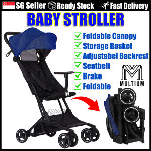 Baby Stroller with Foldable Canopy Blue Travel Stroller with Adjustable Backrest Brake and Storage Basket Lightweight Self-Folding Infant Stroller for Newborns to 3 Years Old