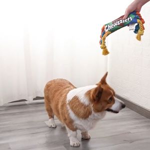 Chewzzlery Dog Twist Chew Toy: Squeaky Rainbow Candy-Shaped Rope for Interactive Play