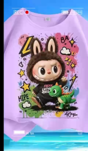 Áo thun cho bé trai & bé gái Rhino Kids áo phông cộc tay cổ tròn in hình Labubu dễ thương.