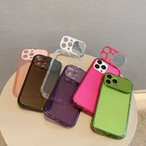 OPPO Reno 8Z 7Z 8T 5G Case OPPO Reno8 T 5G Case OPPO Reno 8 7 Pro 5G Case OPPO Reno 8 6 5 5G Case Macaron Candy Color Flip Makeup Mirror Phone Case Simple Sloid Color 2 In 1 Transparent Casing Soft TPU Cover