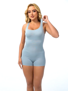 บอดี้สูทไร้ตะเข็บ สไตล์จั้มสูท ชุดออกกำลังกาย เปิดหลัง ชุดกระชับสัดส่วนยกสะโพกหน้าอกสําหรับผู้หญิง