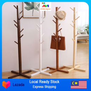 AVI Wooden Clothes Rack Flat Stand Coat Hanger Clothes Hanger Hanging Rack Penyangkut Baju Rak Gantung Topi Bag