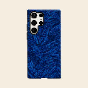 BILIBILI | Deep Blue Fern Leaf Luxury Fashion Full Lens Protective Case for Samsung Galaxy S26 S25 S24 A56 A36 Plus Ultra