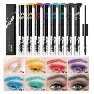 QIBEST Tinted Eyebrow Gel Mascara Lasting Waterproof Brown Tinting Eye Brow Sculpt Glue Red Purple Brow Cream Makeup For Women