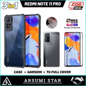 PAKET MURAH 3 IN 1 CASE TRANSPARAN XIAOMI REDMI NOTE 11 PRO / REDMI NOTE 11 5G SOFTCASE TRANSPARANST  + TEMPERED GLASS FULL COVER  + SKIN CARBON 3D
