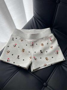 กางเกงขาสั้นทรงสลิมฟิตพิมพ์ลายสุนัขสำหรับผู้หญิง กางเกงขายาวทรงตรงเอวสูง สไตล์เกาหลี กางเกงขายาวทรงหลวม