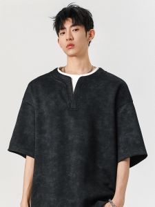 HetingHOME | Áo thun tay ngắn mùa hè Hetinghome dành cho nam dáng rộng phong cách Mỹ thường ngày không có mũ họa tiết khác chất liệu cotton