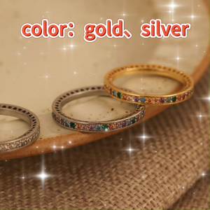 French Rainbow Zirconia Ring Gold Silver Ring Luxury Diamond Ring For Couple Women Jewelry Elegant