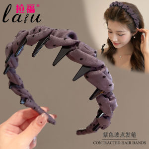 High-End Polka Dot Hairband Womens New 2025 Face Washing Headband High Forehead Styling Hair Clip Fashionable Hair Accessory