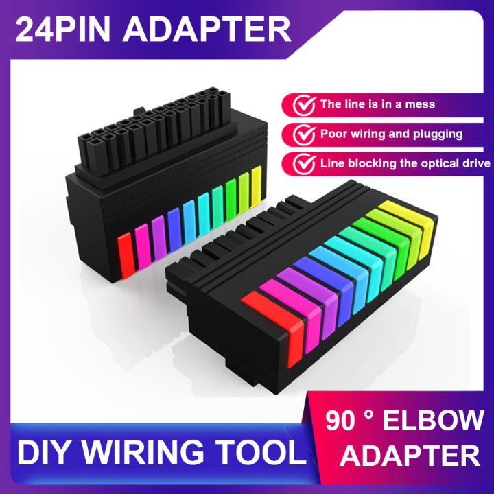 Adattatore ATX 24-pin A 90° Con ARGB Rainbow: Cablaggio Pulito E Luci Fantasiose!