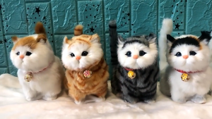 Mèo Nhồi Bông Mềm Mại Phát Ra Âm Thanh Vui Nhộn Quà Tặng Cho Bé Học Cách Yêu Thương Động Vật