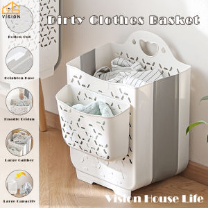 ตะกร้าใส่ของห้องน้ำตะกร้าสำหรับเสื้อผ้าสกปรกห้องน้ำตะกร้าผ้าตะกร้าผ้าพับอเนกประสงค์แบบกลวงถังจิปาถะในครัวเรือน
