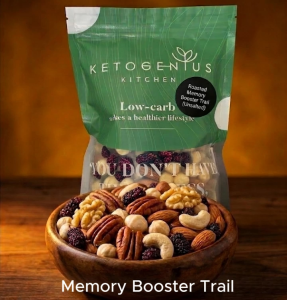 Ketogenius Kitchen Roasted Memory Booster Trail (Unsalted) 500g - Slow Roasted Healthy Snack Natural