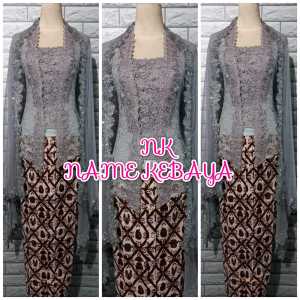 set kebaya pesta kebaya brukat Murah + longtorso + rok batik dan Slendang keren
