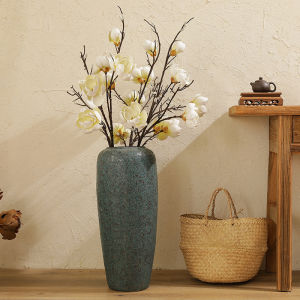 Zen Classic Artificial Flower Arrangement with Lotus Flower Design Decorative Silk Flower Vase for Home Decor